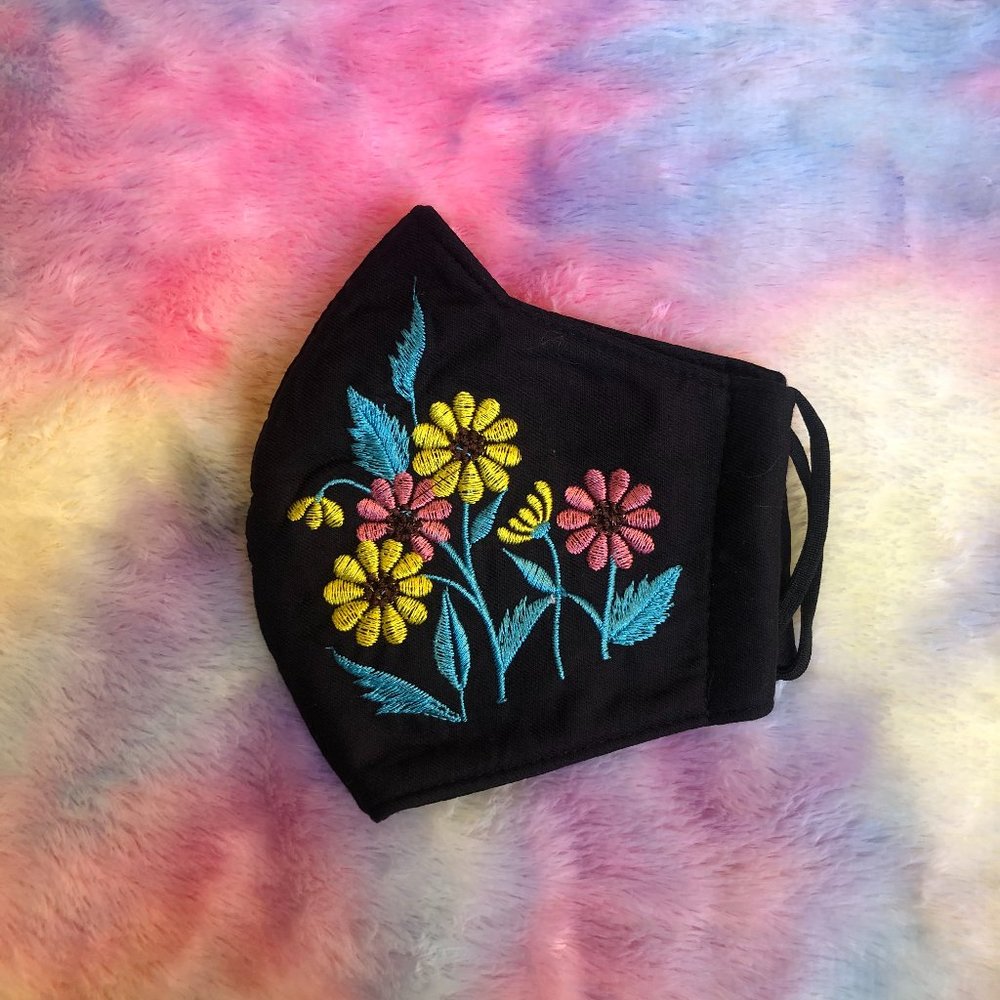 FLORAL EMBROIDERED FACE MASK